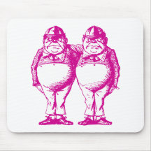 Tweedle Dee and Tweedle Dum Inked Pink Mouse Mat