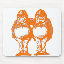 Tweedle Dee & Tweedle Dum in Orange Red Mousepads