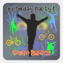 Tween Boy's Birthday Invitation envelope seal Sticker