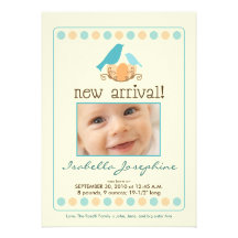 Tweet Tweet 5x7" Birth Announcement (aqua)