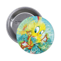 Tweety In Blue Wave Pinback Button