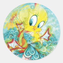 Tweety In Blue Wave Round Sticker