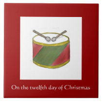 Twelfth Day of Christmas Tile - Red and Green Drum tiles