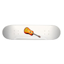 Twelve String Guitar Flowery Design Skate Board