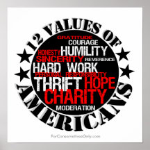 Twelve Values of Americans Poster