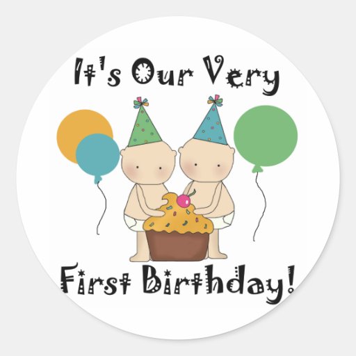 Twin Babies 1st Birthday Tshirts and Gifts Sticker