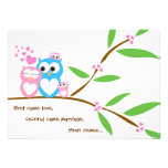 Twin Baby Girl Owl Baby Shower Invitation