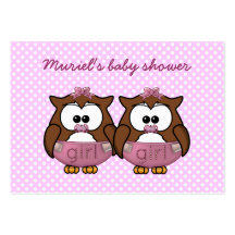 twin baby girl owl business card templates