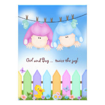 Twin Baby Shower Personalised Invitations