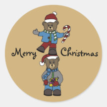 twin bears in coats sticker
