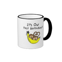 Twin Boys 1st Birthday Monkey Tshirts and Gifts Coffee Mugs