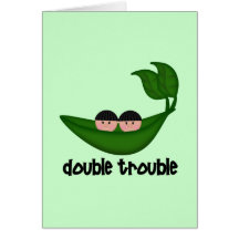 Twin Boys  Double Trouble Peapod Greeting Cards
