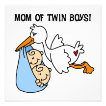 Twin Boys Mum Stork Gifts Custom Invitations