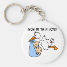 Twin Boys Mum-Stork Tshirts and Gifts Key Chains