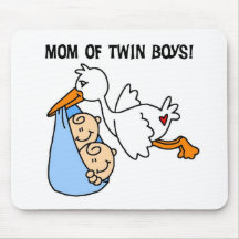 Twin Boys Mum-Stork Tshirts and Gifts Mousepads