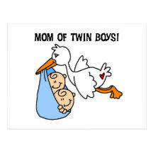 Twin Boys Mum-Stork Tshirts and Gifts Post Cards