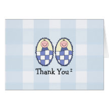 Twin Boys Thank You Greeting Cards
