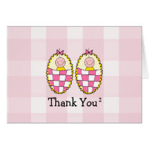 Twin Girls Thank You Cards