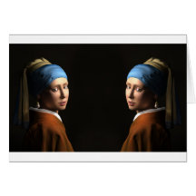 TWIN GIRLS WITH A PEARL EARRING CARD