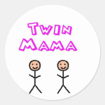 Twin mama round sticker