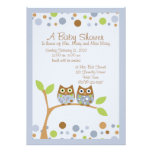 Twin Owl Baby Shower Invitation