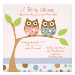 Twin Owl Baby Shower Invitation