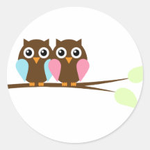 Twin Owls Baby Shower Stickers