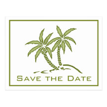 Twin Palm Trees Save the Date Postcard