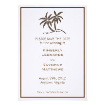 Twin Palm Trees Save the Date Wedding Announcement