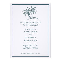 Twin Palm Trees Save the Date Wedding Announcement