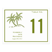 Twin Palm Trees Table Number Card Postcards
