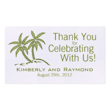 Twin Palm Trees Wedding Favour Tags Business Card Template