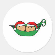 Twin Pod Christmas Graphic Round Sticker
