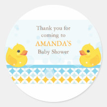 Twin Rubber Duckies Baby Shower Favour Sticker