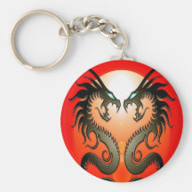 Twin Tribal Dragons Key Chain