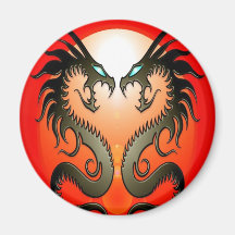 Twin Tribal Dragons Magnet