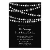 Twinkle Lights Birthday Invitation (black)