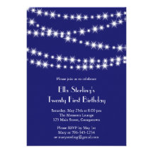 Twinkle Lights Birthday Invitation (indigo)