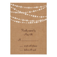 Twinkle Lights RSVP on Burlap Custom Announcements