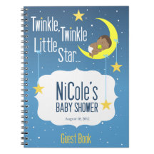 Twinkle Twinkle Little Star Baby Shower Guest Book Spiral Note Books