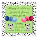 Twins 1st Birthday Party Invitation Green