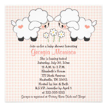 Twins Baby Lambs Baby Shower Invitations Girls