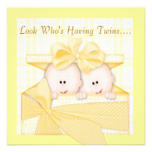 TWINS BABY SHOWER  INVITATION YELLOW