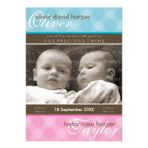 TWINS BABY THANK YOU :: harmony 1P Invites