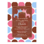 Twins Blue & Pink Giraffe Baby Shower Invitation