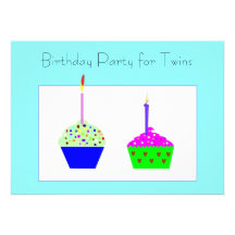 Twins Cupcake Birthday Invitation
