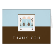 Twins in Crib Baby Shower Thank You Cards