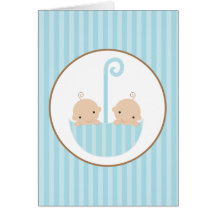 Twins in Umbrella Greeting Card