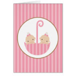 Twins in Umbrella Greeting Cards