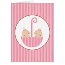 Twins in Umbrella Greeting Cards